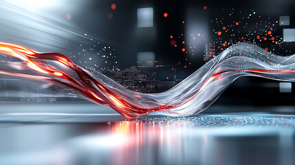 Poster - Dynamic fluid motion visualization abstract digital art modern technology futuristic environment artistic perspective