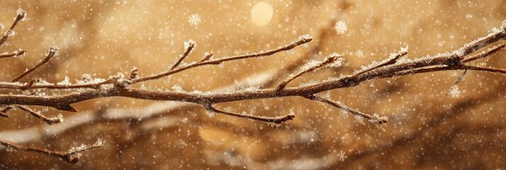 Aufkleber - Snowy branch with bokeh background.