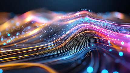 Poster - Dynamic waves of light and color digital art abstract environment vivid colors futuristic concept