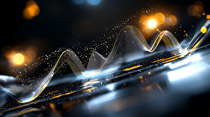 Poster - Dynamic sound waves visualization digital art modern aesthetic vibrant colors abstract viewpoint conceptual design