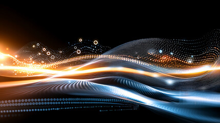 Poster - Dynamic flow of light waves digital realm abstract art futuristic environment aesthetic viewpoint visual harmony