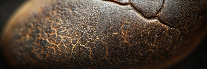 Poster - Close-up of a dark brown, cracked surface with a textured pattern.