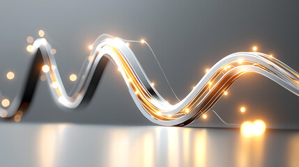 Poster - Dynamic light waves dancing in a modern space abstract art minimalist design contemporary environment