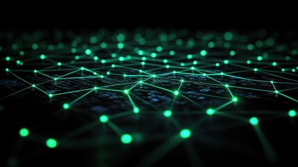 Aufkleber - Abstract glowing network connection nodes and lines.