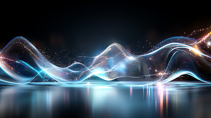 Poster - Dynamic light waves and energy flow in abstract visualization digital art futuristic environment aesthetic perspective