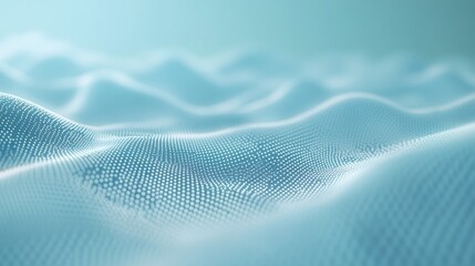 Poster - Abstract teal wavy surface of small dots, digital landscape.
