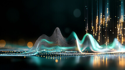 Poster - Dynamic sound wave visualization in digital art abstract environment high-tech aesthetic creative viewpoint