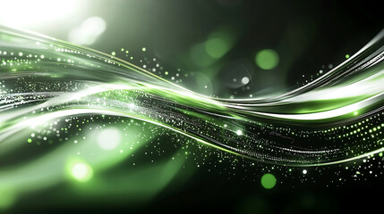 Poster - Dynamic green waves in abstract design digital art modern environment fluid motion conceptual aesthetics