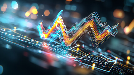Poster - Dynamic data visualization of digital growth trends virtual space infographic modern environment abstract perspective technology insights
