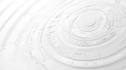 Aufkleber - Abstract white circular technology background with concentric rings and lines.