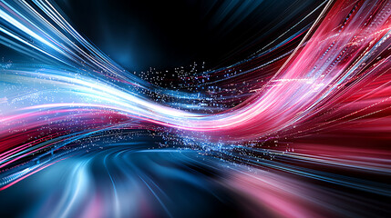 Poster - Dynamic light trails abstract space digital art futuristic setting wide angle motion and energy concept