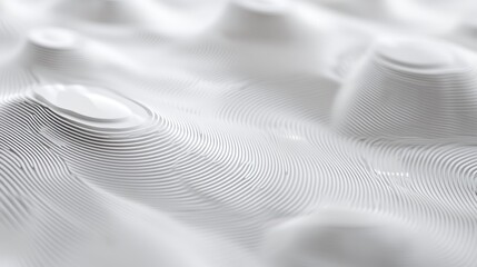 Aufkleber - Abstract white 3D textured surface with concentric circles and wave patterns.