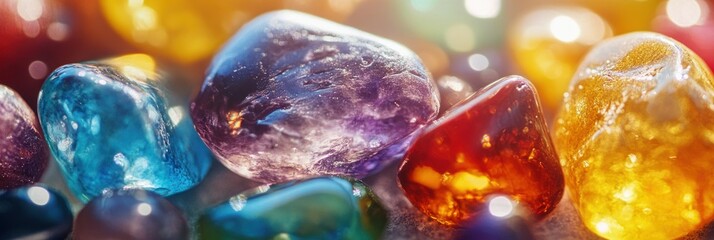 Aufkleber - Colorful tumbled stones close-up.