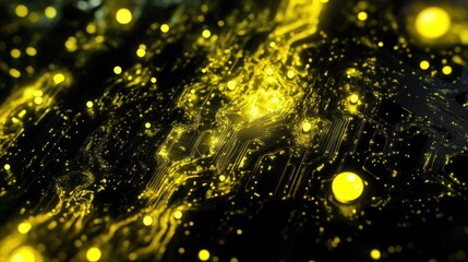 Aufkleber - Abstract glowing yellow circuit board texture.