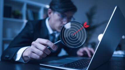 Poster - Five-Target Icon: Digital Business Growth, Corporate Strategy, Performance Plan