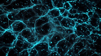Poster - Abstract blue glowing energy network.