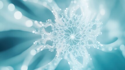 Poster - Abstract teal fractal design with glowing center and bokeh effect.