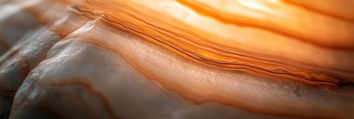 Poster - Close-up of agate stone texture, showcasing its warm orange and white layers and patterns.