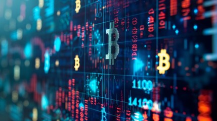 Poster - Digital Finance Concept with Cryptocurrency Visual in Abstract Background