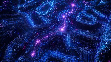 Aufkleber - Abstract glowing blue and pink digital network.