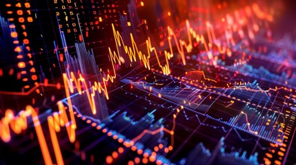 Poster - Digital Financial Market Fluctuations with Colorful Data Visualization