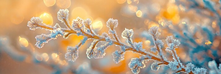 Aufkleber - Frosty winter branch with bokeh background. (2)