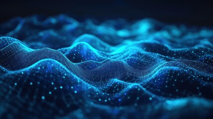 Poster - Abstract blue digital wave background.