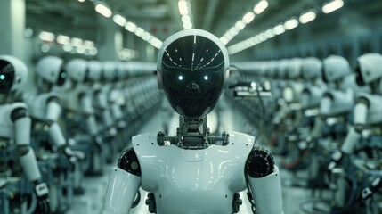 Poster - Robots in Factory Setting Representing Technology and Job Displacement Issues