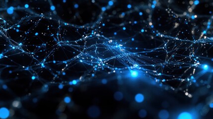 Aufkleber - Abstract blue glowing network connections.