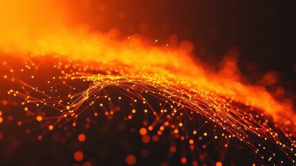 Poster - Abstract fiery orange glowing network connection.