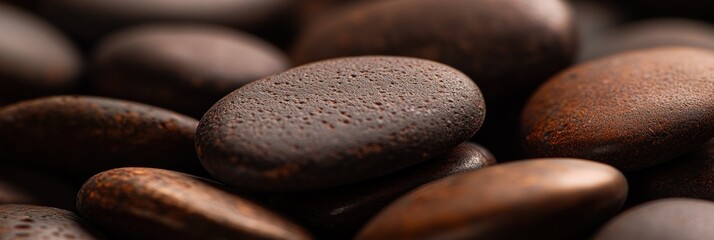 Aufkleber - Close-up of dark brown, smooth stones.