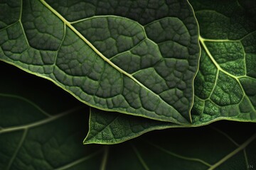 Poster - Close-up of dark green leaves, showing intricate vein patterns and textures.