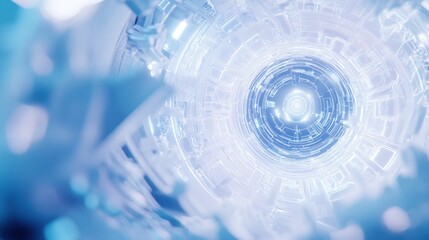 Aufkleber - Futuristic glowing blue technology tunnel interior.