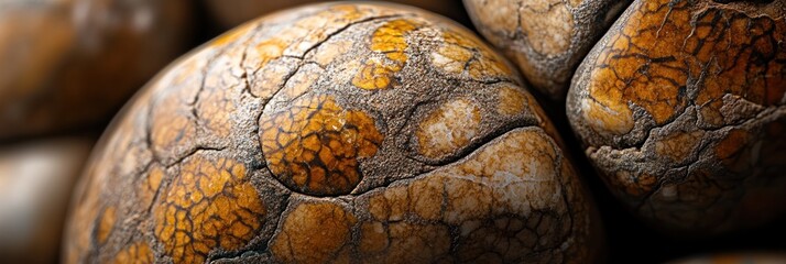 Poster - Close-up of cracked, textured, brown and orange stones.