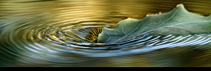 Poster - Leaf sinking in swirling water, creating concentric ripples.