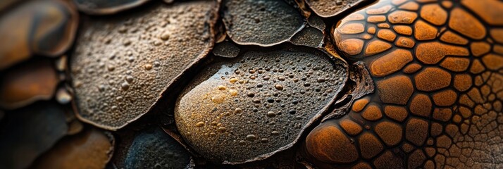 Poster - Close-up of wet, textured stones with varying colors and patterns.