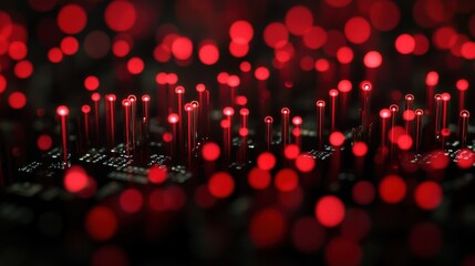 Aufkleber - Abstract red glowing digital network.