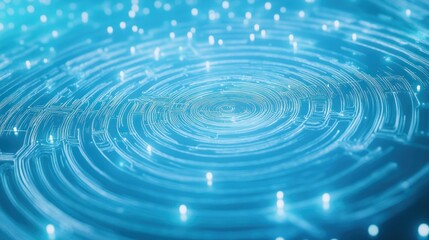 Poster - abstract blue glowing circular technology pattern.
