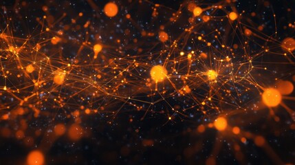 Poster - Abstract orange and black network connections.