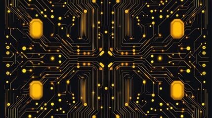 Poster - Abstract gold circuit board pattern.