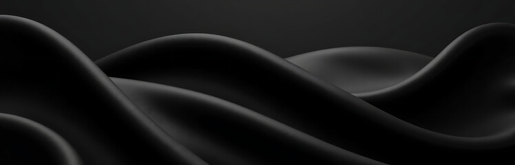 Poster - The Background Is A Wave Of Black Satin Fabric Created Using Artificial Intelligence Algorithms In A Digital Design Process. 00001