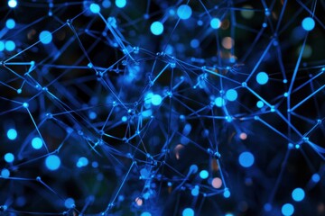 Aufkleber - Abstract blue network connection nodes and lines.