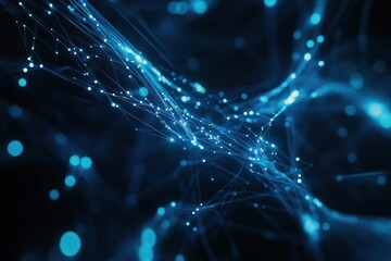 Aufkleber - Abstract blue glowing network connections. (1)