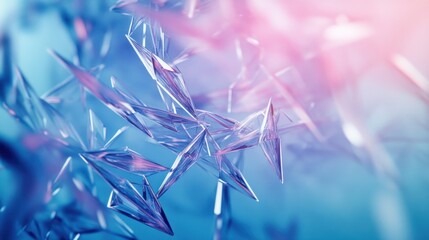 Aufkleber - Abstract close-up of blue and pink crystal structures, resembling ice or glass shards.