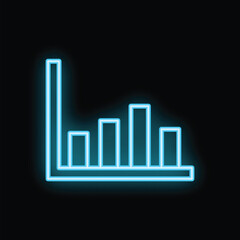 Poster - Neon blue bar graph showing growth on black background