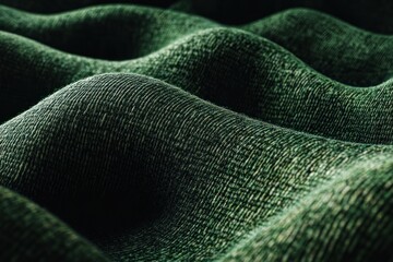 Poster - Abstract green fabric texture with wavy pattern and soft light.