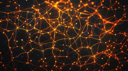 Poster - Abstract network, glowing orange nodes and lines on dark background.