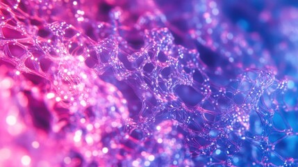 Aufkleber - Abstract pink and blue glowing network structure.