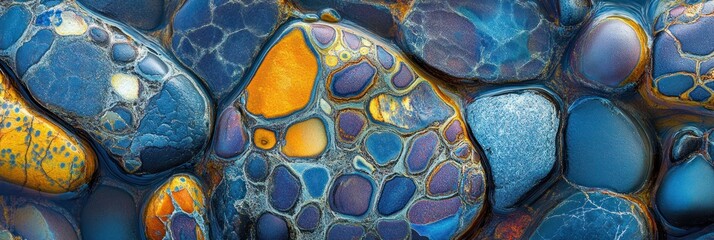 Poster - Close-up of colorful, patterned, smooth stones; abstract texture.