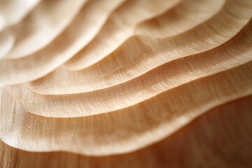 Aufkleber - Close-up of layered, light brown, wood grain texture with soft, curved lines and shallow depth of field.